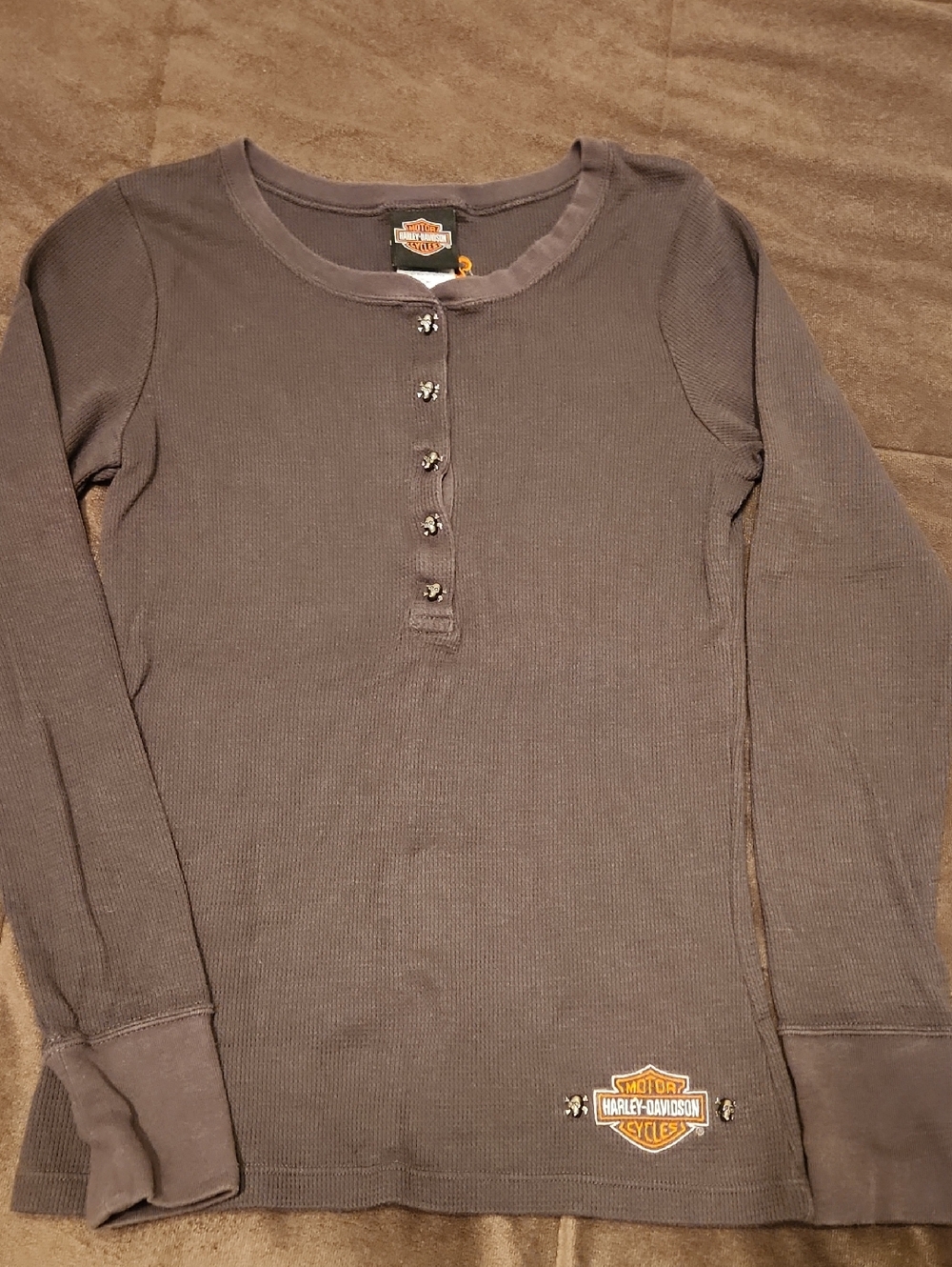 Harley-Davidson Women's Long Sleeve Henley - Gray